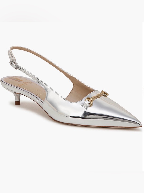 Sam Edelman Shoes - Sam Edelman Farrah Metallic Silver Slingback Pump kitten heel NEW